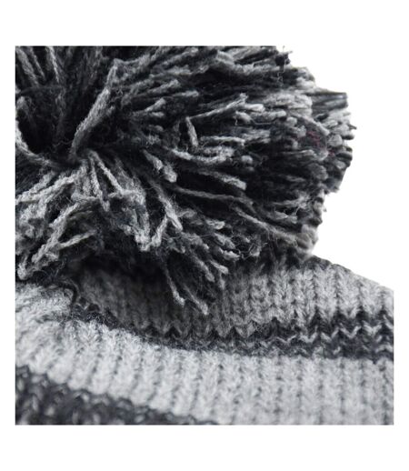 Bonnet À Pompon Noir Gris Precision
