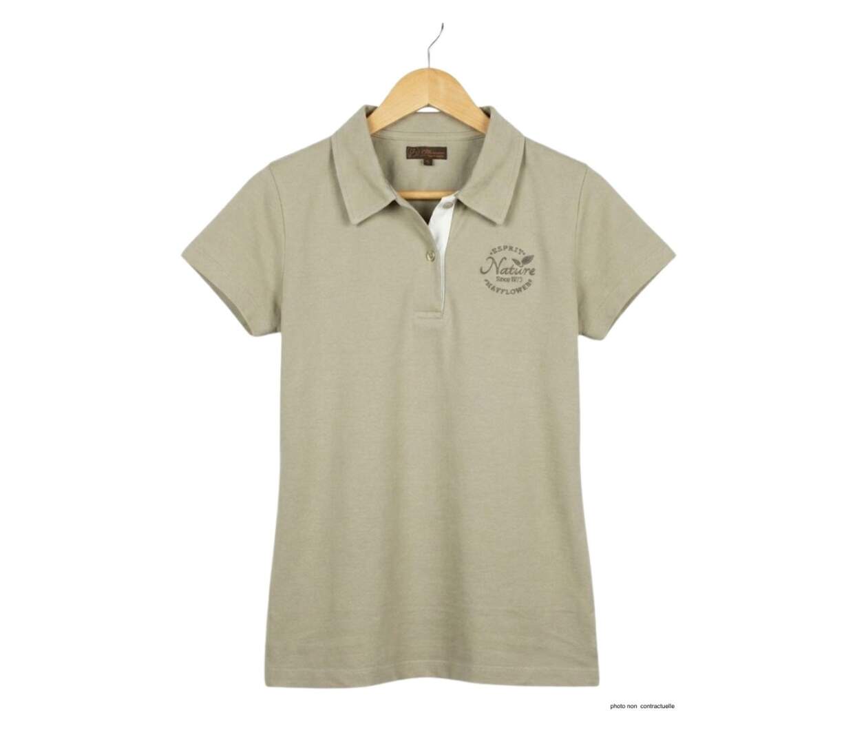 Polo MAYFLOWER LEONOR3 beige en maille piquée : le chic intemporel-2