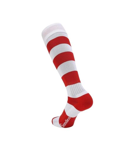 Chaussettes De Foot Motif/style Rayures Contrastées Homme Rouge Blanc Sondico