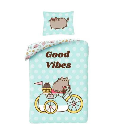 Parure de lit good vibes turquoise pâle Pusheen Pusheen