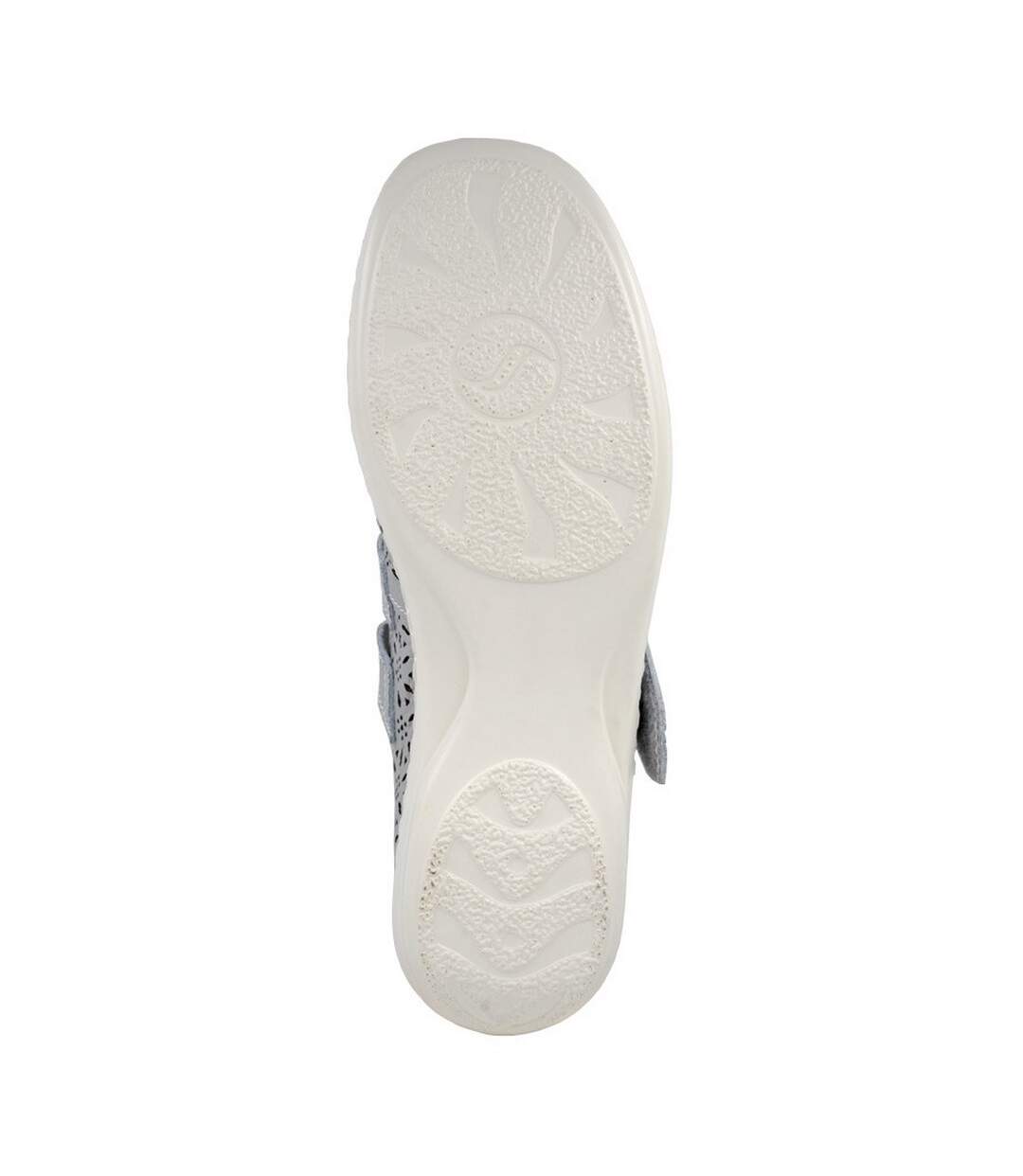 Womens/ladies Perforated Leather Sandals Light Grey Boulevard-2
