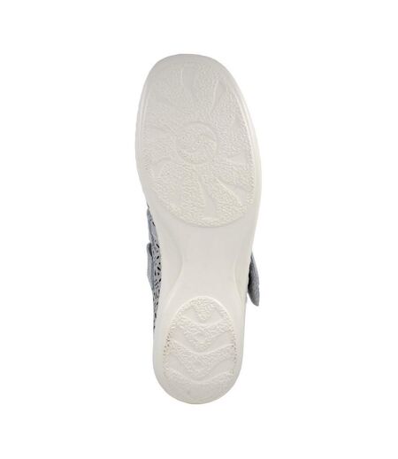 Womens/ladies Perforated Leather Sandals Light Grey Boulevard