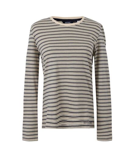 T-shirt Manches Longues Motif/style À Rayures Federica Femme Vanille Clair Bleu Marine Regatta