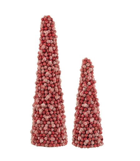 Cône de Noël Déco Baies 41cm Rouge
