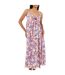 Womens/ladies Floral Spaghetti Strap Maxi Dress Coral Purple Brave Soul-2