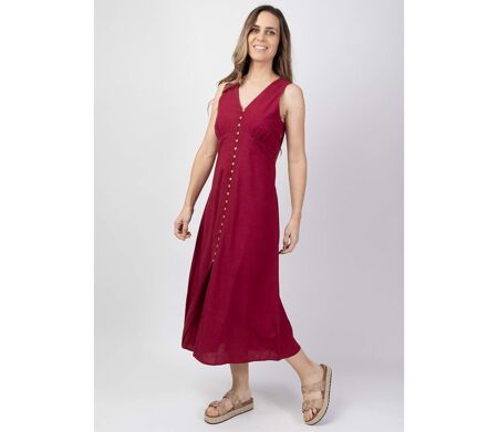 Robe longue larges bretelles SERAPHINE couleur unie framboise Coton Du Monde