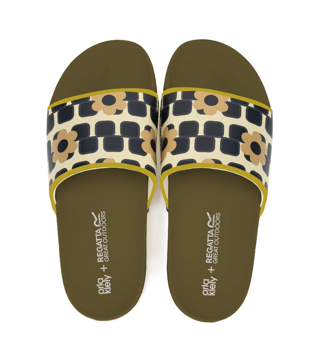 Womens/ladies Orla Kiely Giant Square Flower Sliders Monochrome Regatta-4