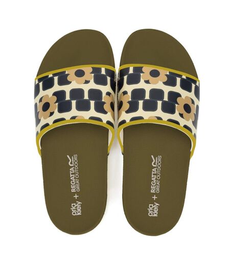 Womens/ladies Orla Kiely Giant Square Flower Sliders Monochrome Regatta