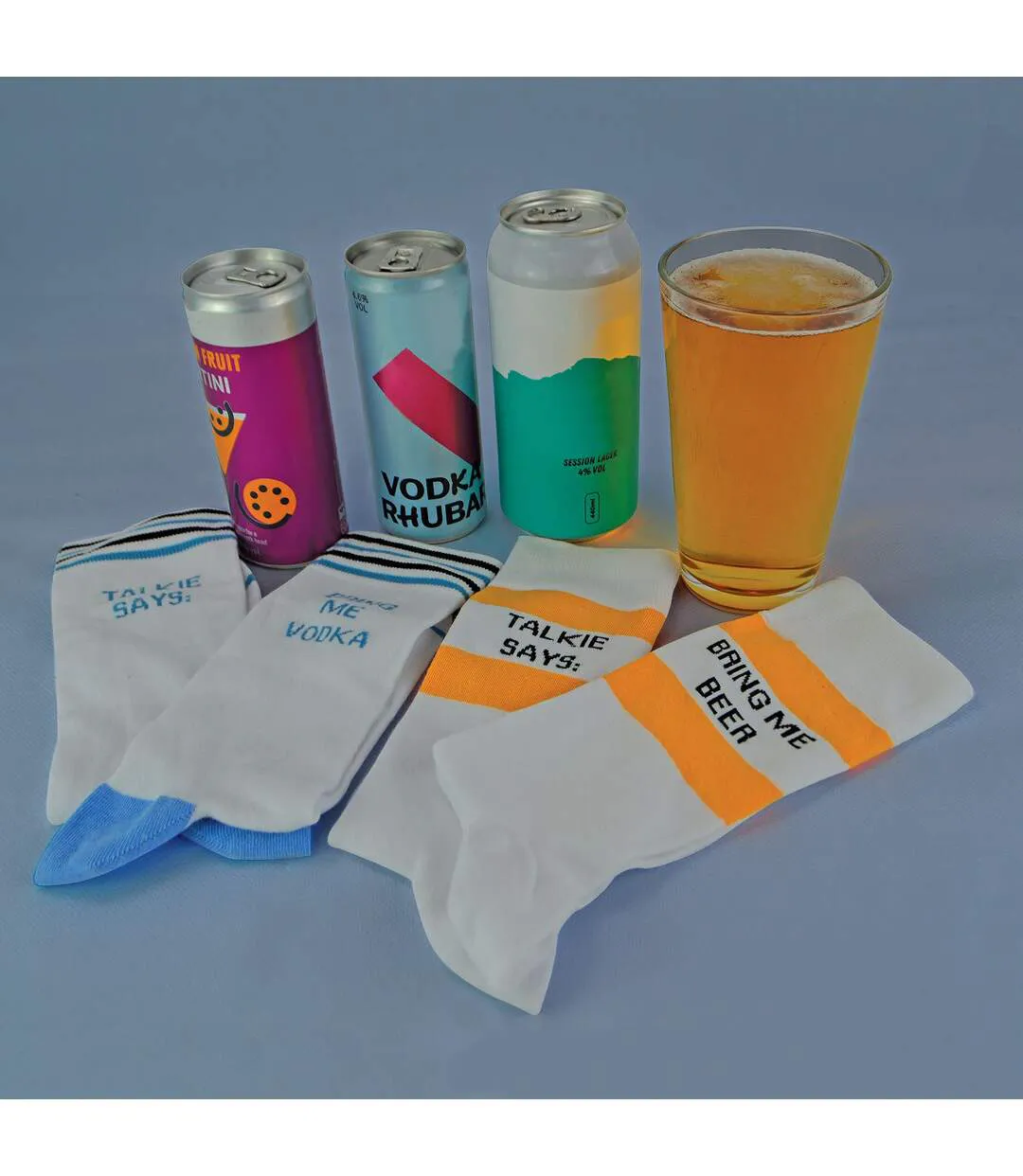 1 Pack Unisex Cotton Novelty Bring Me Beer & Vodka Socks-3