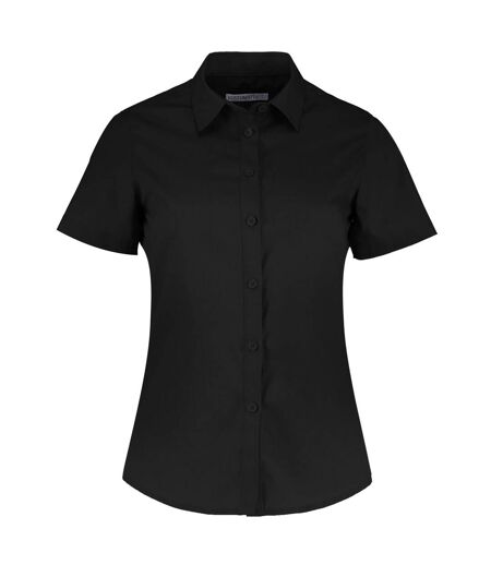 Kustom Kit Womens/Ladies Poplin Tailored Short-Sleeved Shirt (Black) - UTBC5323