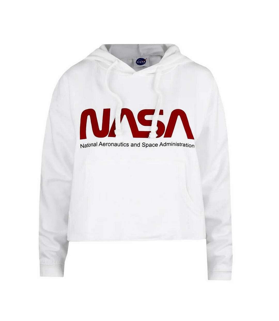 NASA Womens/Ladies Insignia Cropped Hoodie (White)