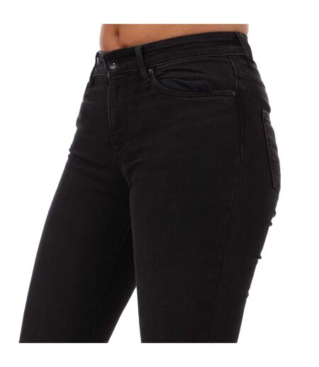 Womens/ladies Ann Mid Rise Flared Jeans Black Only