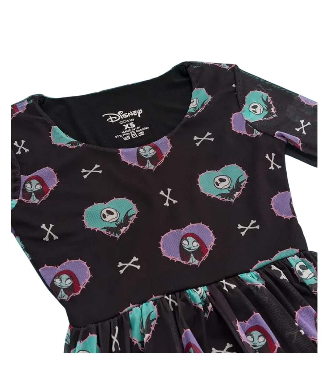 Womens/ladies All-over Print Mesh Midi Dress Black The Nightmare Before Christmas-4
