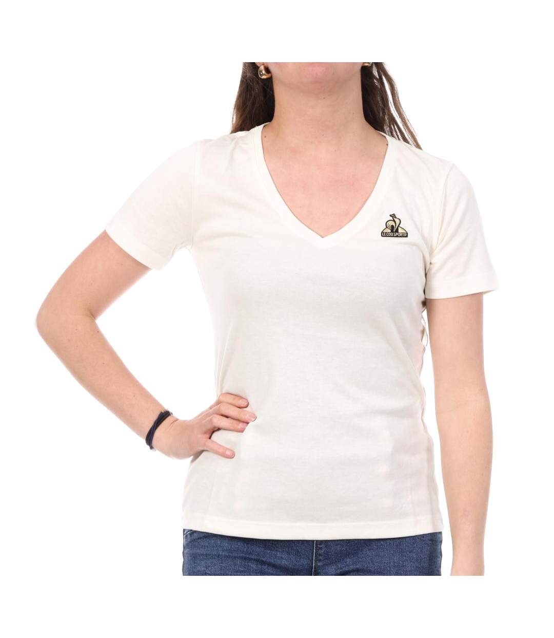 T-Shirt crème femme le coq sportif coq marshmallow-1