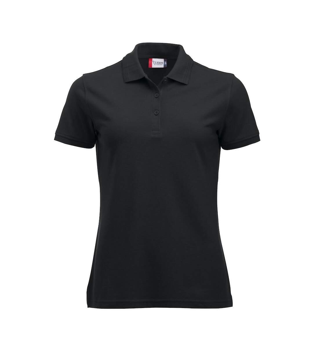 Womens/ladies Manhattan Polo Shirt Black Clique-1