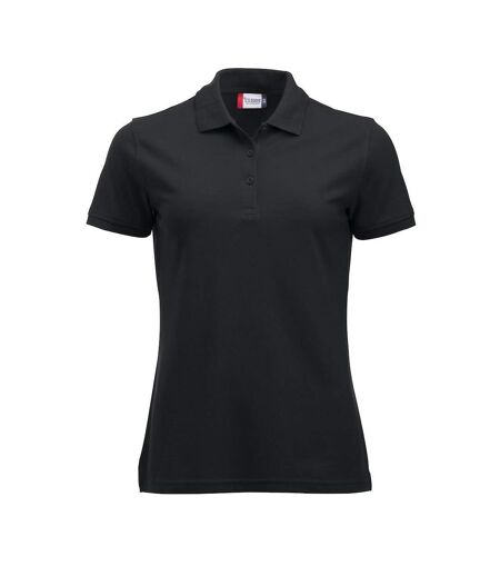Womens/ladies Manhattan Polo Shirt Black Clique