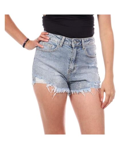 Short bleu femme monday premium strass