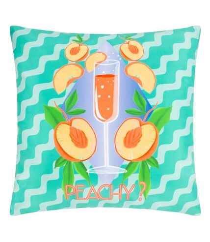 Peachy abstract outdoor cushion cover 43cm x 43cm aqua Furn