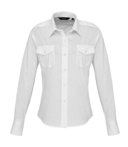 Premier Womens/Ladies Long Sleeve Pilot Shirt (White) - UTRW3964