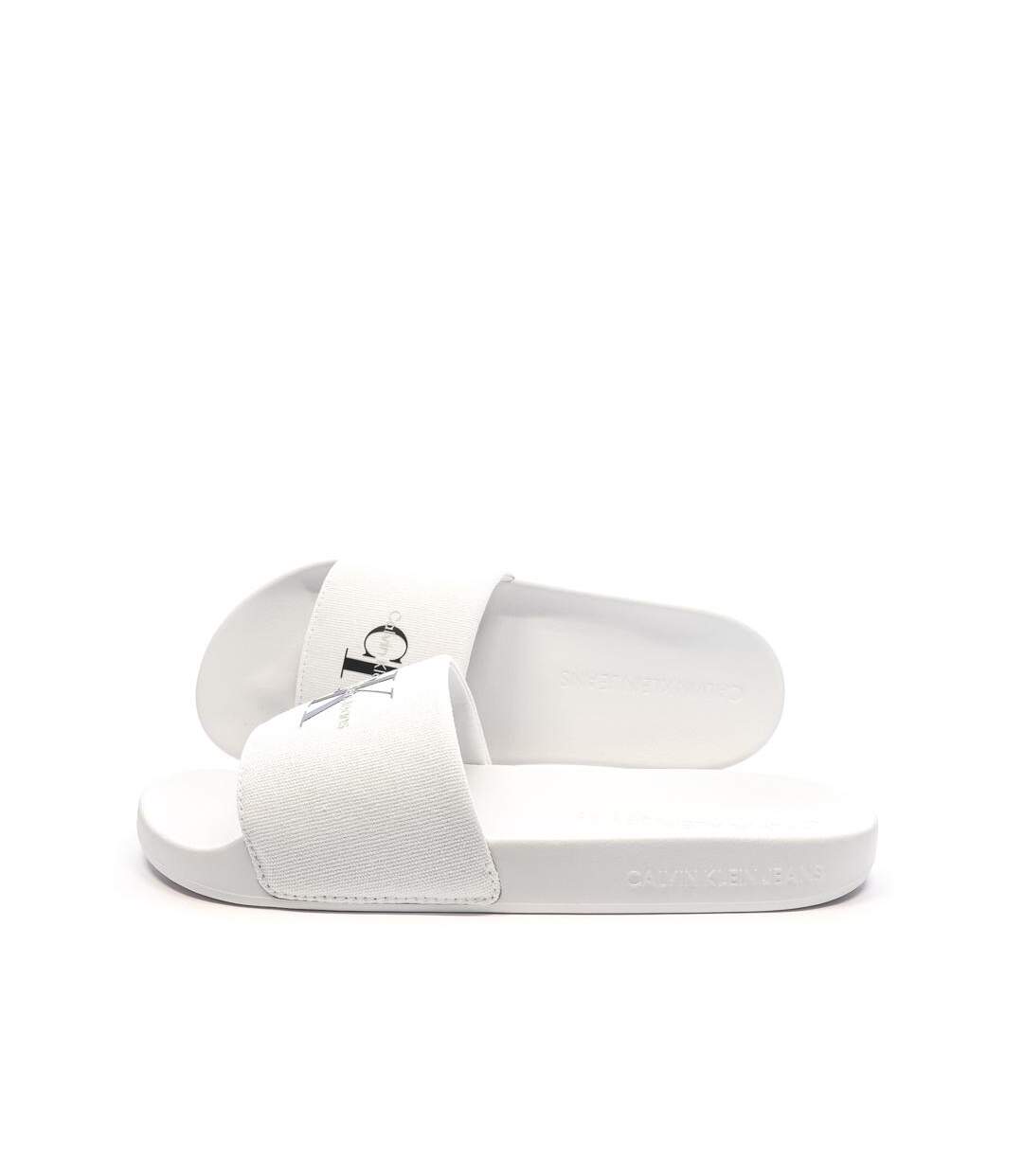 Claquettes blanches homme calvin klein jeans slide monogram - 36-1