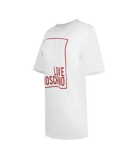 Womens/ladies Box Logo Oversized T-shirt Dress White Love Moschino