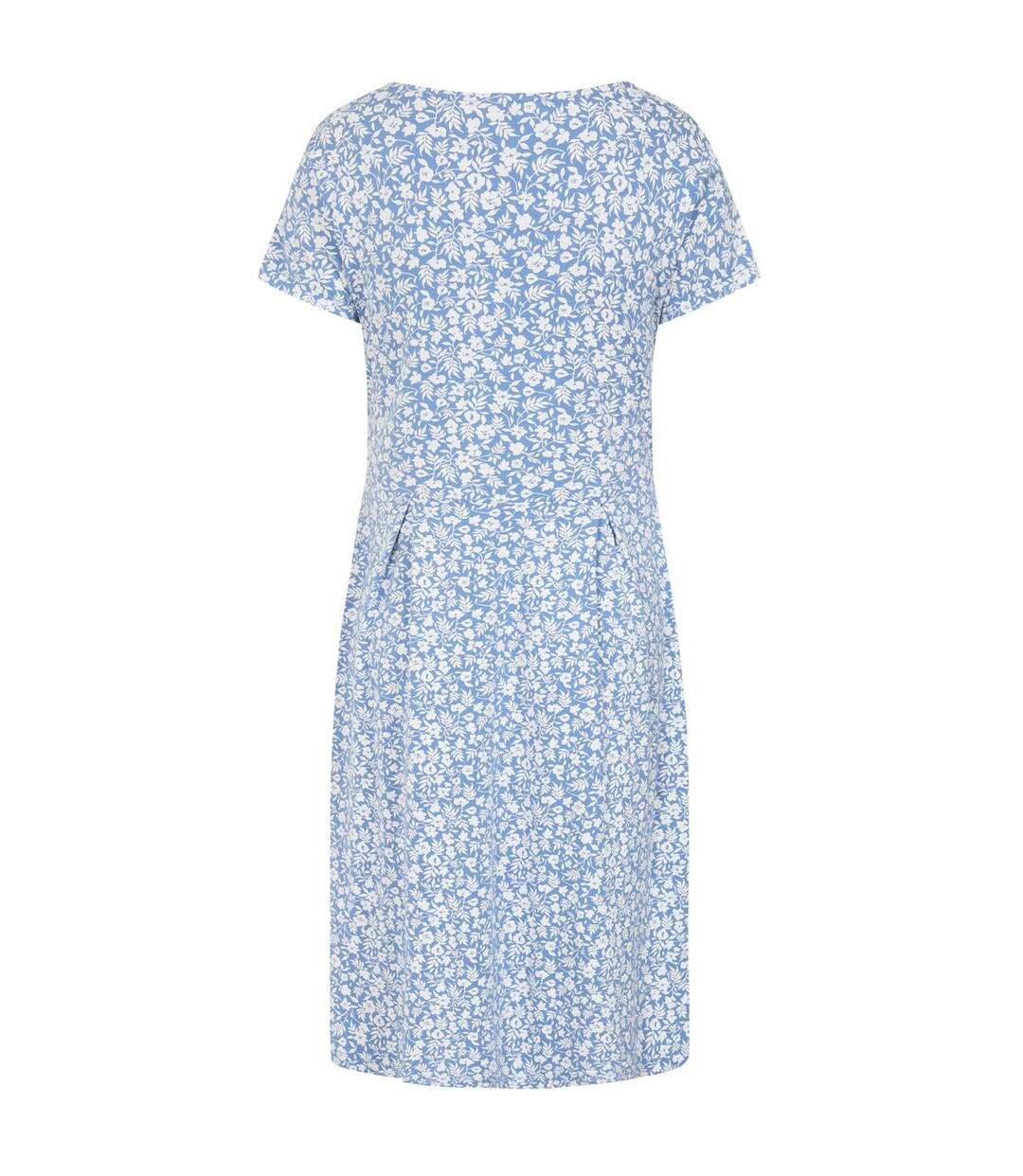 Womens/ladies Floral Midi Dress Blue White Lazy Jacks-2
