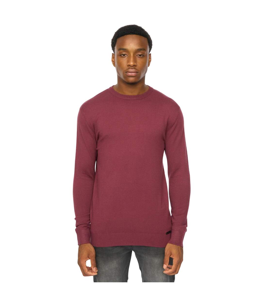 Mens Consenza Knitted Crew Neck Sweatshirt Raisin Duck And Cover-2