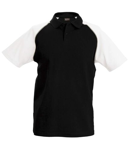 Kariban Mens Contrast Baseball Polo Shirt (Black/Light Grey/White)