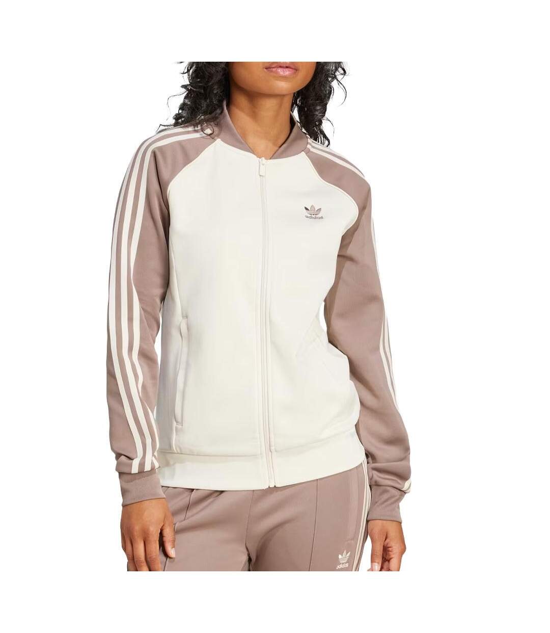 Veste blanche/taupe femme adidas sst  track-1