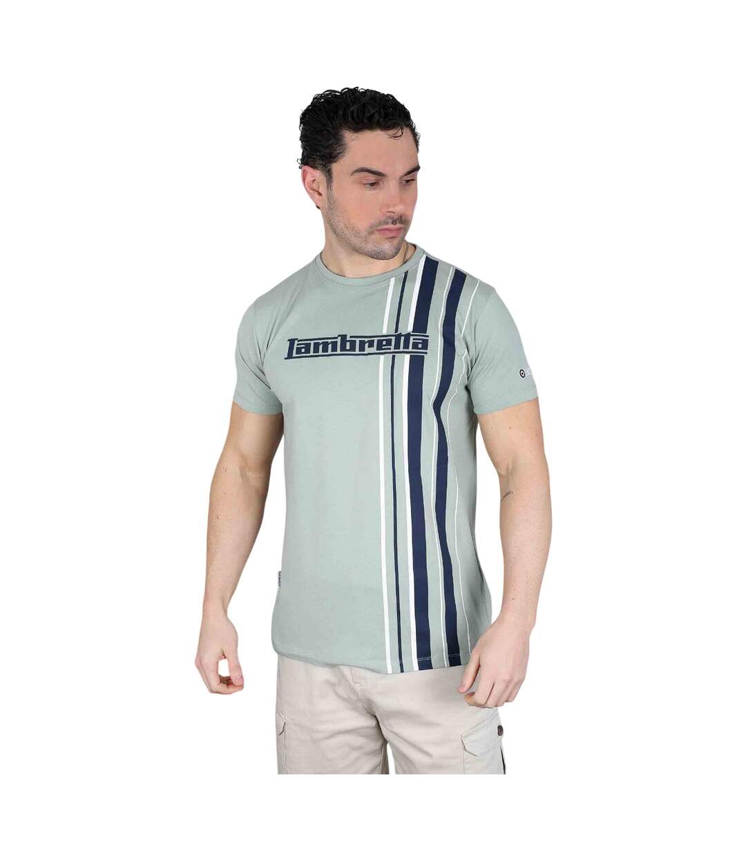 Mens Racing Stripe T-shirt Iceberg Green Lambretta-4