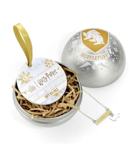 Harry Potter Hufflepuff Christmas Bauble (Silver/White/Gold) (One Size)