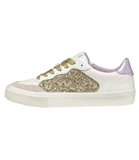 Womens/ladies D Emmeleny Trainers Optic White Light Gold Geox