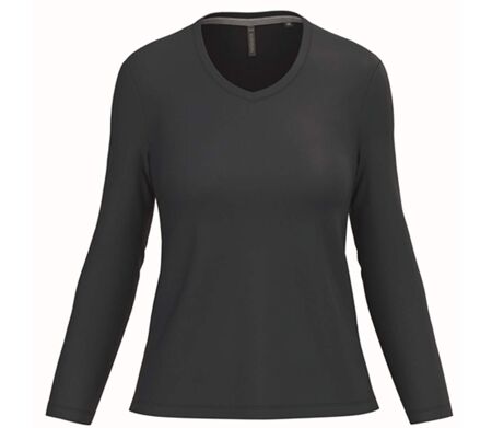 T-shirt manches longues col V - Femme - K382 - bleu marine