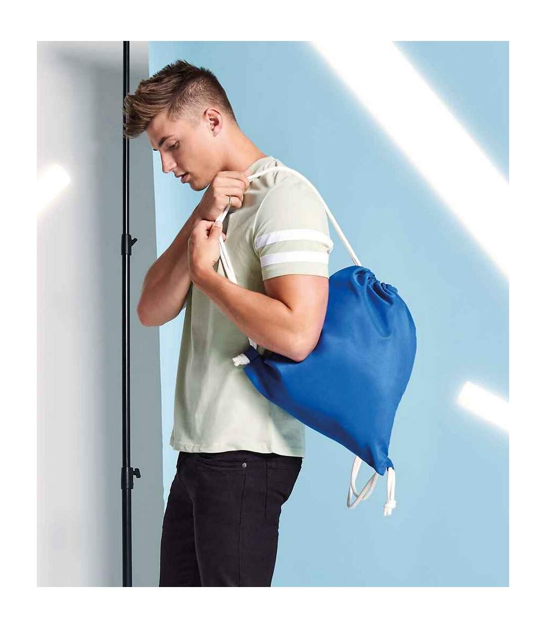 Icon Drawstring Bag One Size Sapphire Blue Bagbase-2