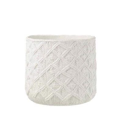 Cache-Pot Déco en Ciment Damier 33cm Blanc