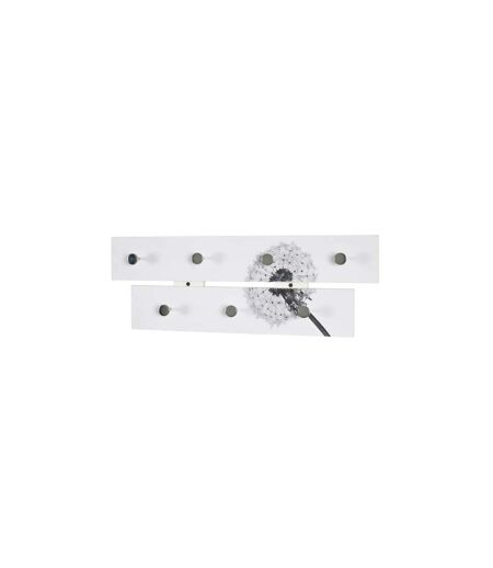 Patère Murale 2 niveaux Fleur de Pissenlit 60cm Blanc