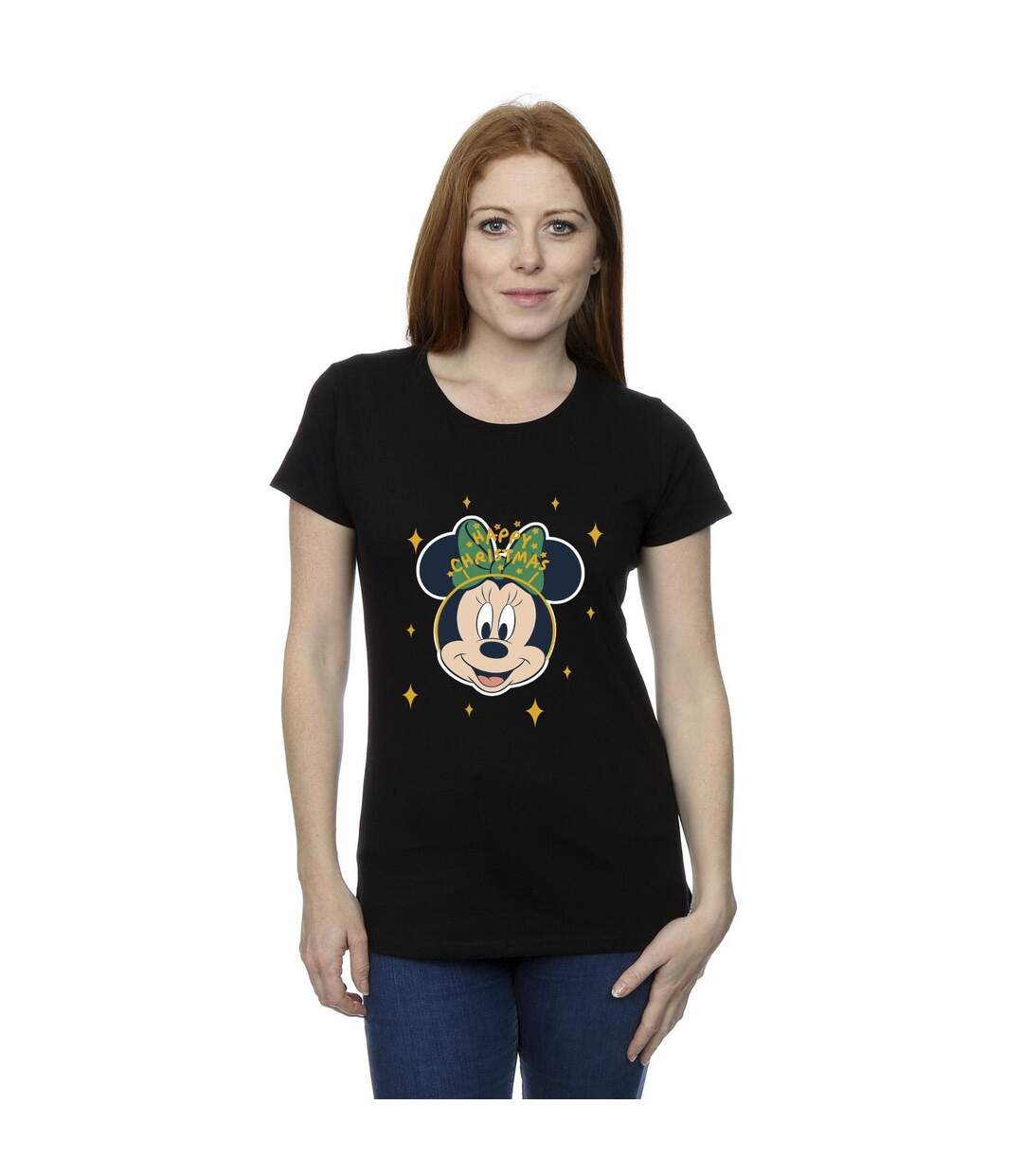 Disney Femme/Les femmes Minnie Mouse Happy Christmas - T-shirt en coton (Noir) - UTBI48836-2