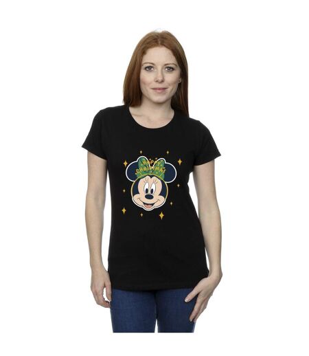 Disney Femme/Les femmes Minnie Mouse Happy Christmas - T-shirt en coton (Noir) - UTBI48836