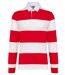 Polo rugby rayé manches longues - Homme - K285 - rouge et blanc