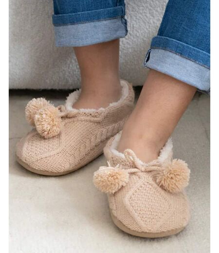 Isotoner Chaussettes d'intérieur femme ultra confortables, semelle en suédine avec picots antidérapants