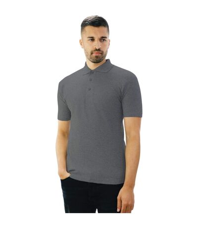 Polo manches courtes homme gris foncé chiné Casual