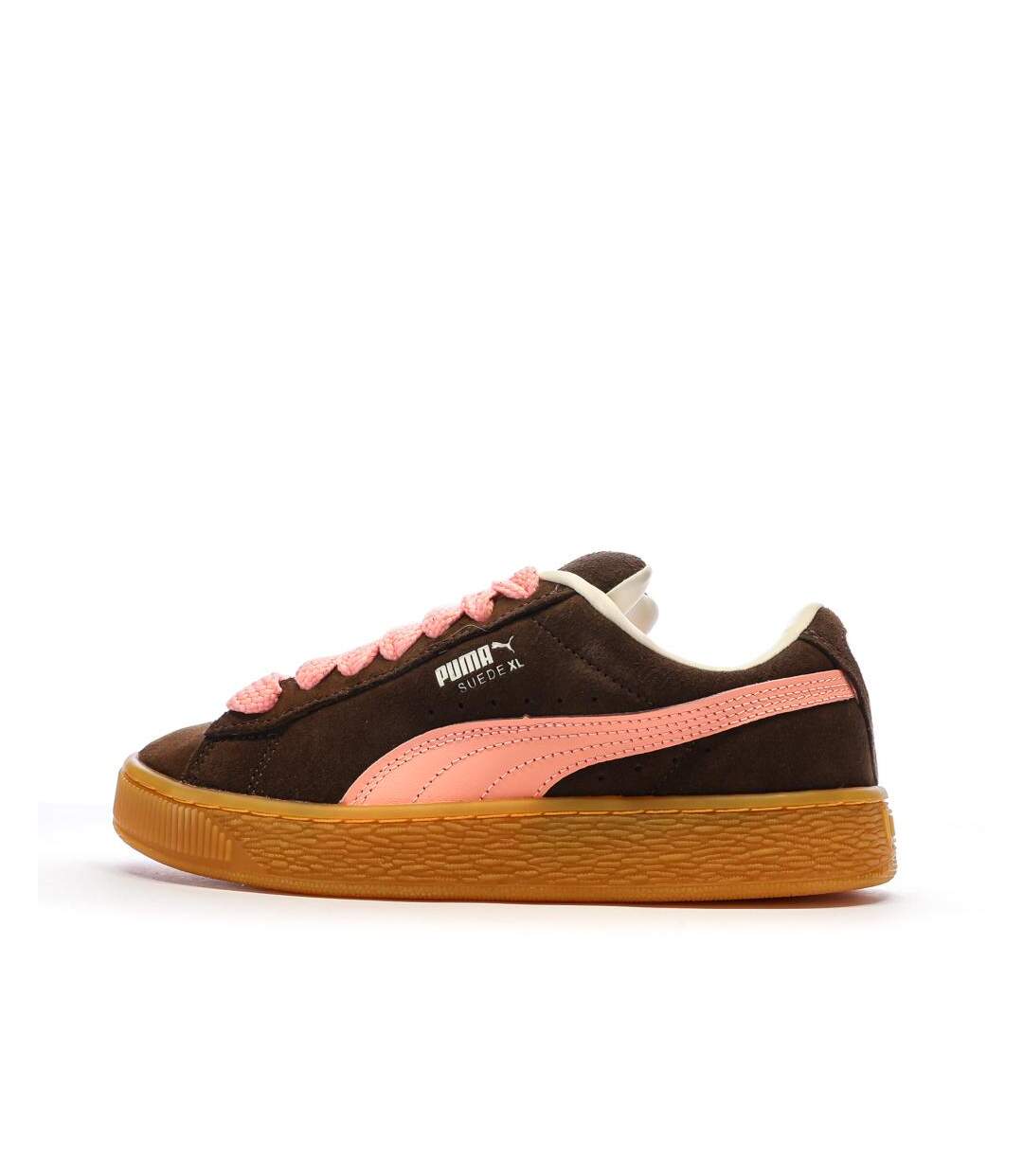 Baskets marron/rose femme puma suede xl-1