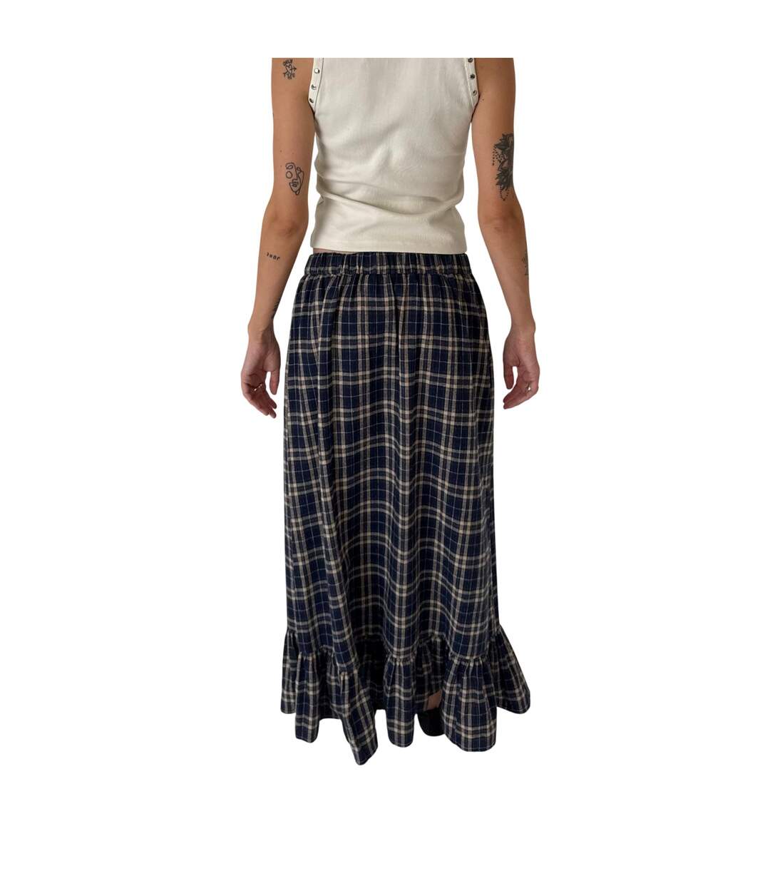 Jupe Longue Motif/style À Carreaux Femme Bleu The Ragged Priest-3