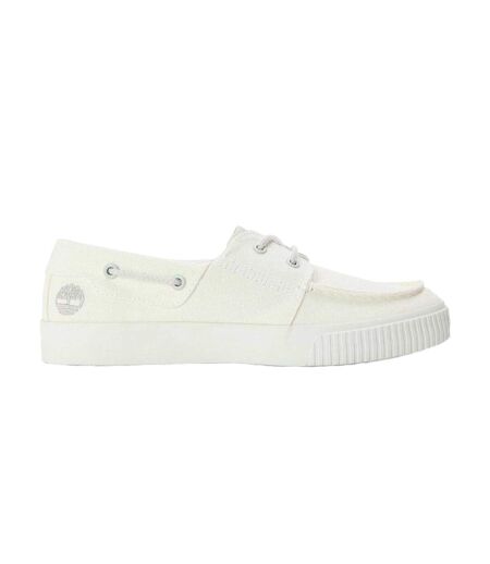 Mens Canvas Flat Boat Shoes White Timberland