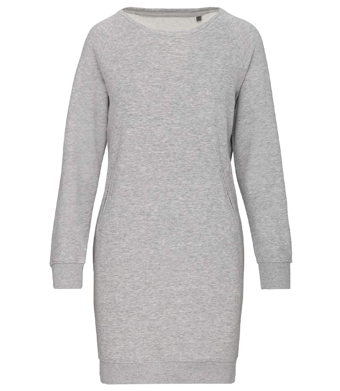 Robe lounge bio col rond manches longues - K493 - gris chiné