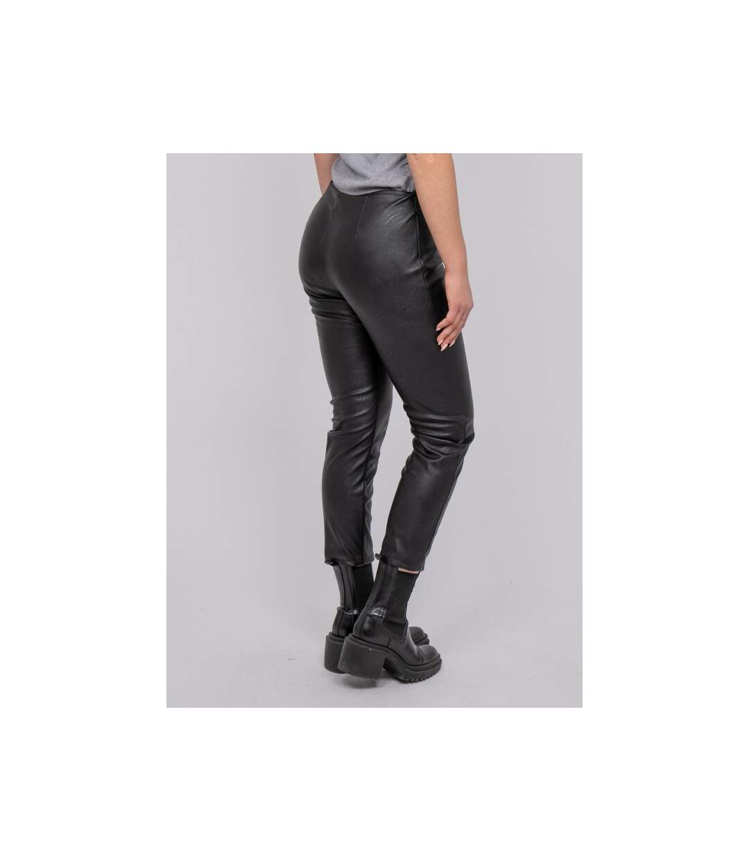 Pantalon effet cuir taille haute ELEXIA - Dona X Lisa-2