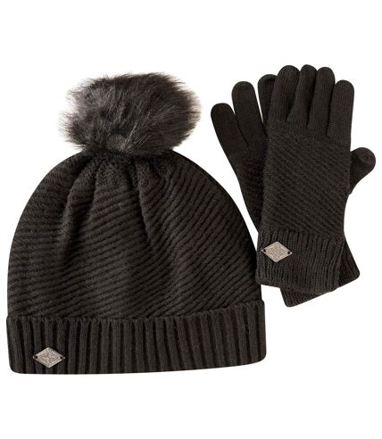 Dare 2B Womens/Ladies Julien Macdonald Correlation Beanie & Gloves Set (Black) (One Size)