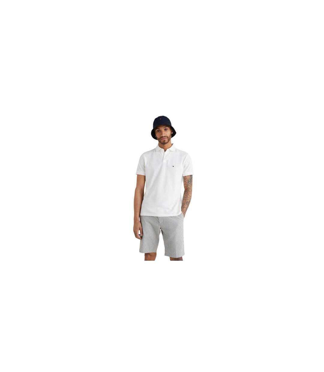 Polo Motif/style Logo Brodé Homme Blanc Tommy Hilfiger-1