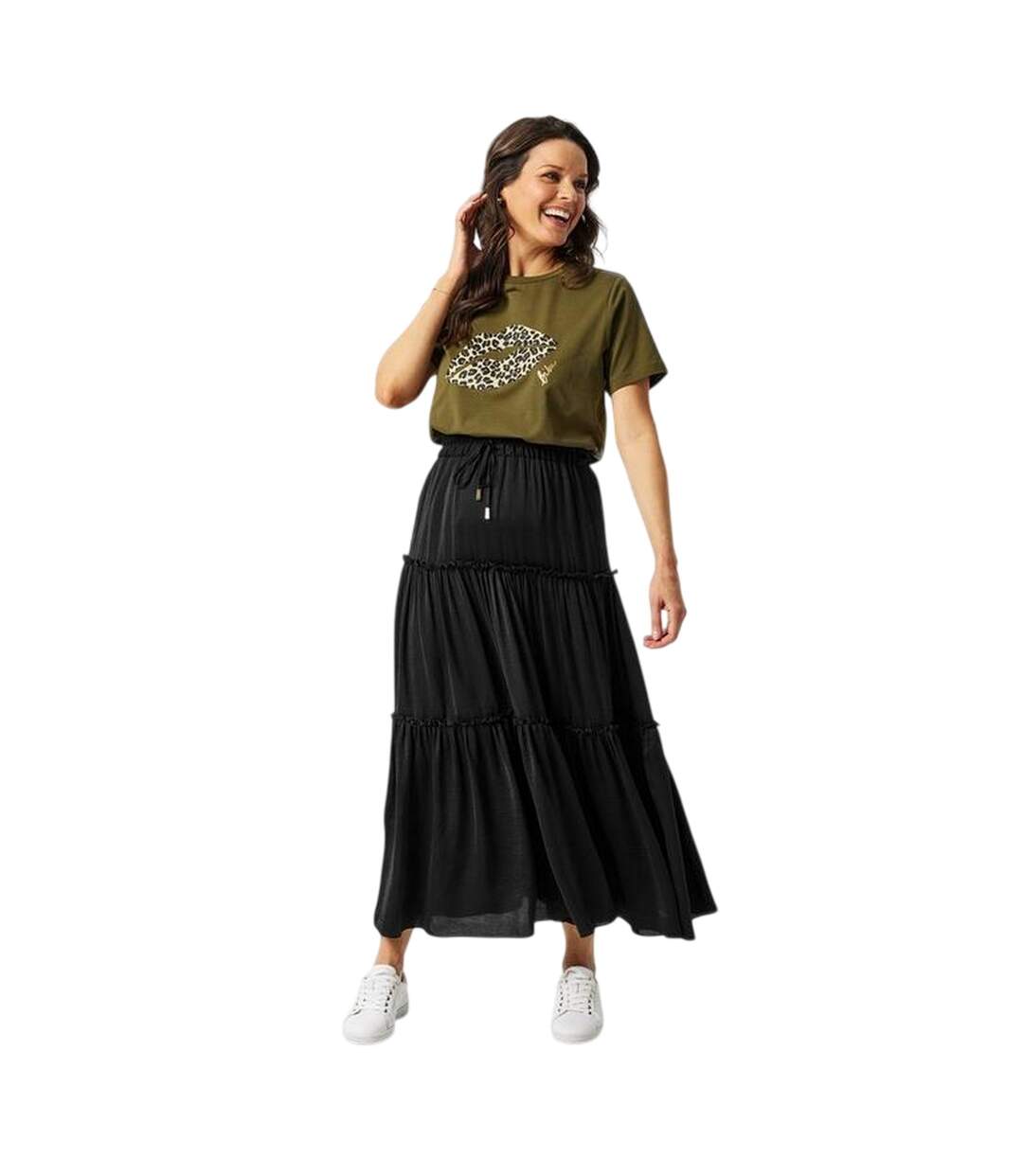 Womens/ladies Plain Maxi Skirt Black Biba-4