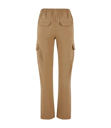 Womens/ladies Twill High Waist Cargo Trousers Union Beige Urban Classics